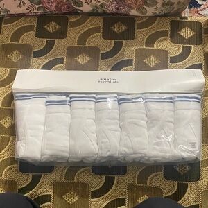 Amazon Essentials Men’s Classic Briefs 7-Pack White w/ Blue Trim – Size XL New